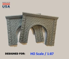 X2 HO Scale Stone Single Train Tunnel Portal - H0 Model Railroad Scenery