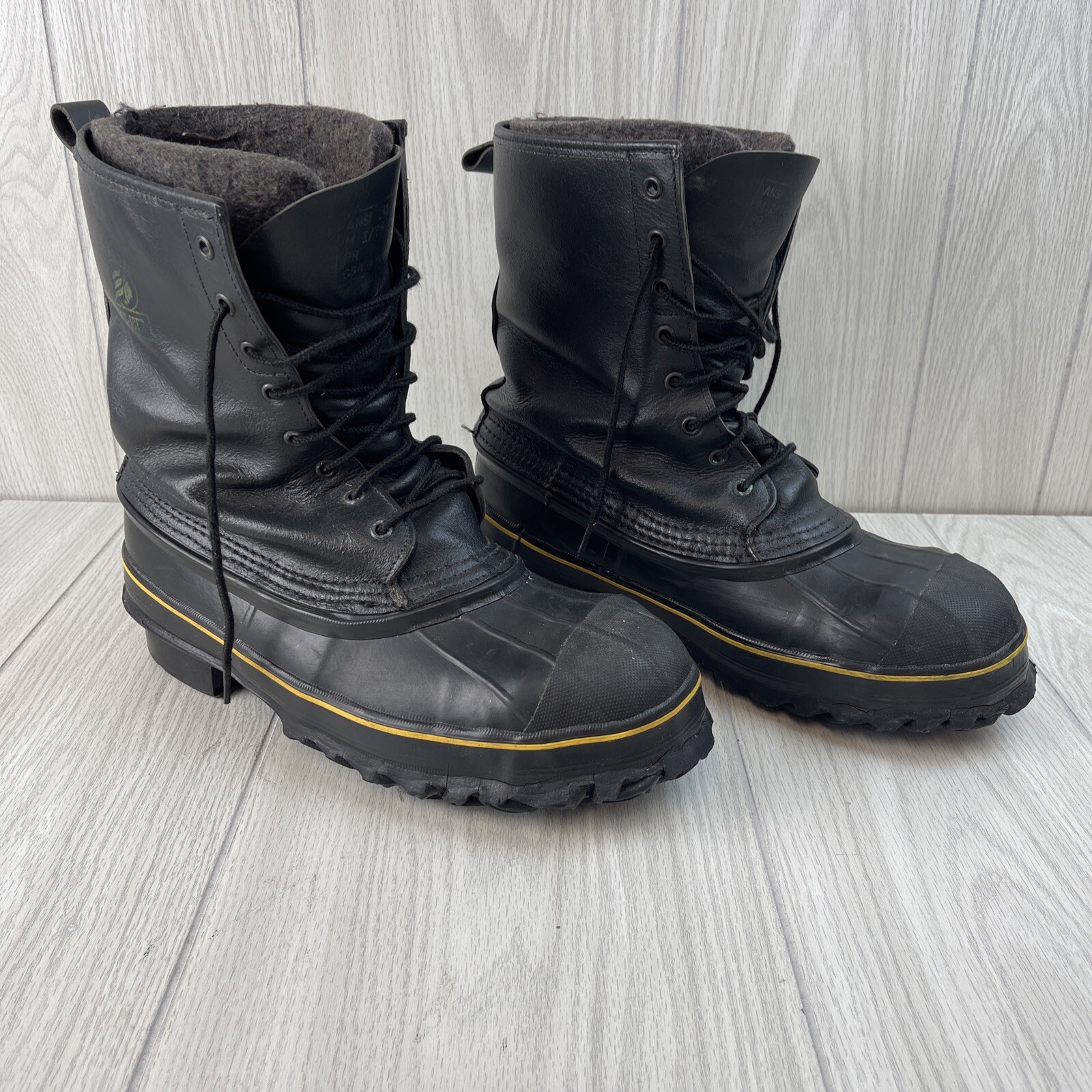 LaCrosse Black Boots DeIcer Steel Shank Wool Inserts Size 10 Work Snow