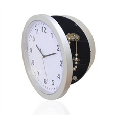 250mm sandleford clock safe secret cash security money jewelry hinged hiding shelves internal face easy