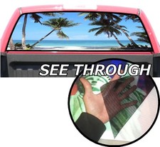 P42 Palm Trees Beach Rear Window Tint Graphic Decal Wrap Back Pickup Graphics