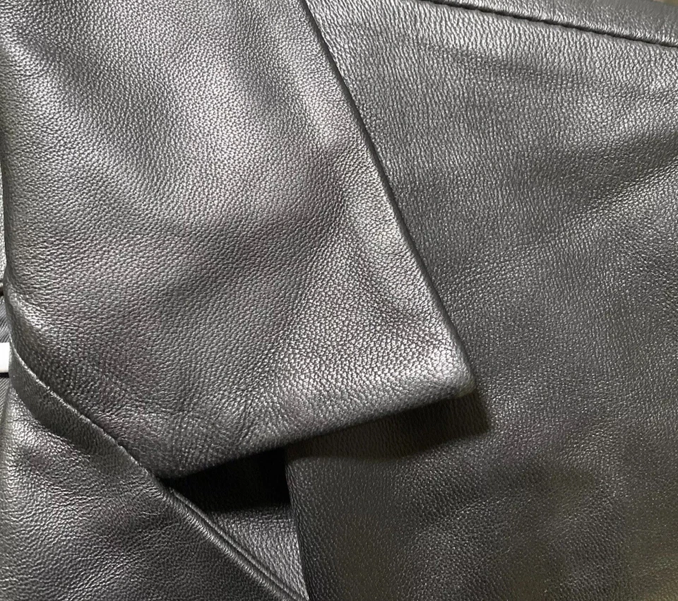 NEW YORK by WINLIT Mujer Abrigo Grande Largo Cuero Negro Como Nuevo Foto 4 de 4