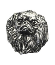 Pekingese, Pekinese, Peking-Palasthund  - Versilberte Hundebrosche, elegante Ans