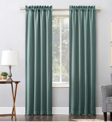 Sun Zero  Blackout Rod Pocket Curtain Panel Mineral Blue 40 x 63in