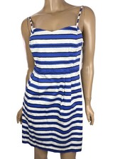 Gap Size 4 Fit & Flare Dress Blue,White, Black Stripe Spaghetti Straps Cotton Bl