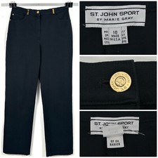 St. John Sport by Marie Gray Women's Pants Trouser Black High Rise Size 10