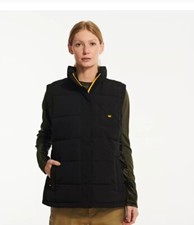 Cat Caterpillar Women's Artic Zone Puffer Vest Nwt Black Yellow New Zip 94207 L
