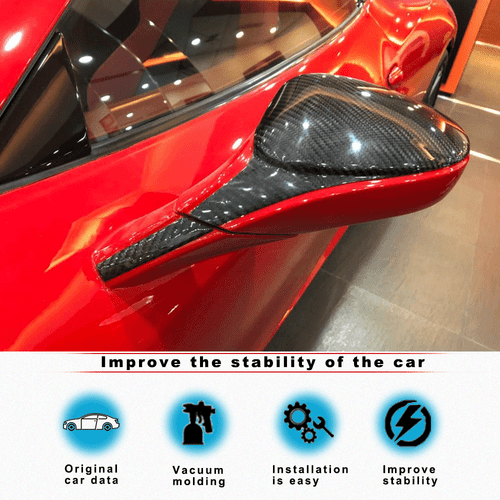 Tapas de espejo exterior de carbono Mirror Cover para Ferrari 458 Italia Spider - Imagen 2 de 13