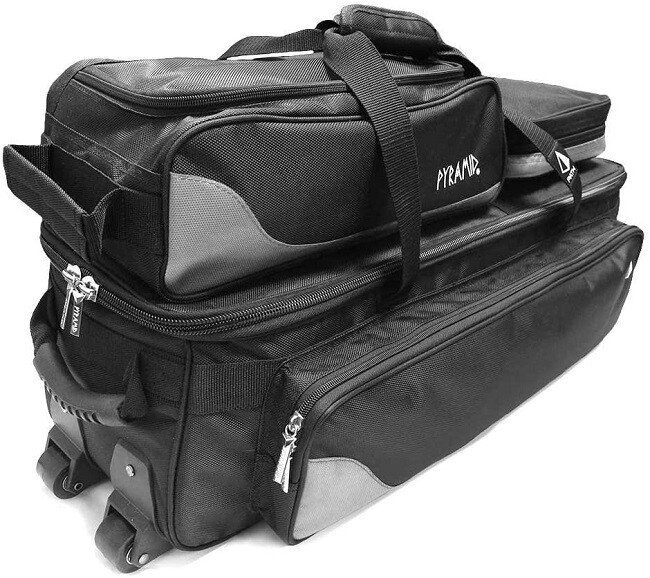 Bowling Ball Bag Triple Tote Roller Pyramid Path W/Compartme
