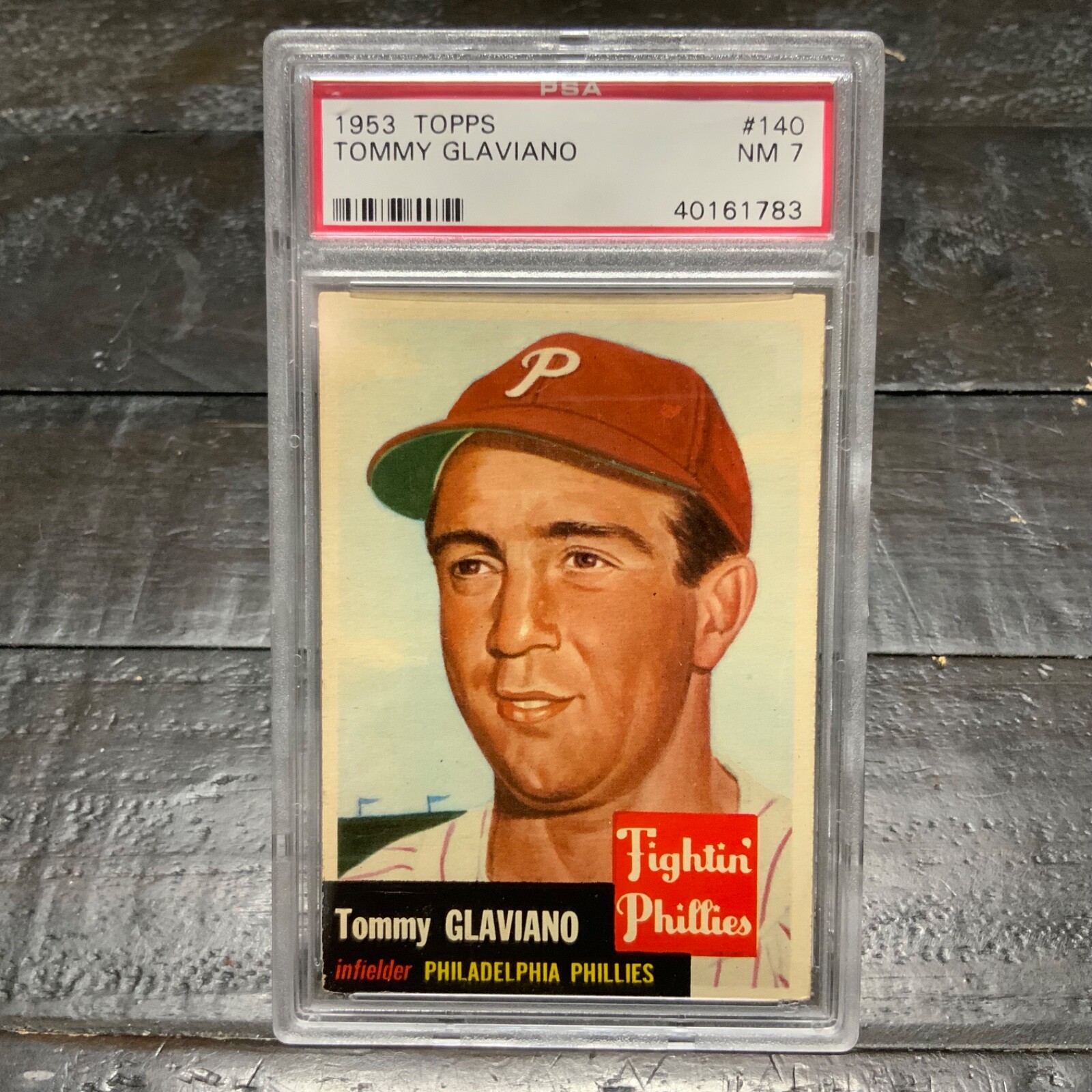 1953 Topps Tommy Glaviano #140 *Phillies* PSA 7 NM