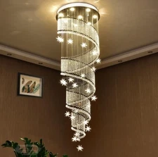 Yc LED crystal stair chandelier hall villa Living Room spiral pendant lamp Light