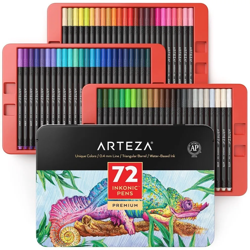 ARTEZA Inkonic Fineliners Fine Point Pens, Set of 72 Color Fine Tip  Markers: NEW