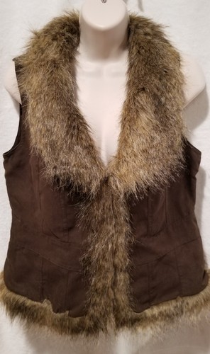 Chico's schöne Fell Flynn Weste Faux braun Neu mit Etikett Größe 0 - Bild 1 von 8