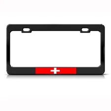 SWISS SWITZERLAND FLAG Metal License Plate Frame Tag Holder