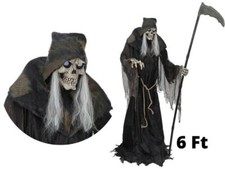 6ft Lunging Reaper with Digital Eyes Animated Prop Halloween Animatronic Haunted