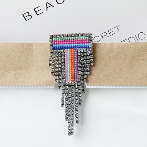 Initial Brooch Patch Applique A-Z Letter Embroidered Beaded Tassel Name Patches - Picture 6 of 11