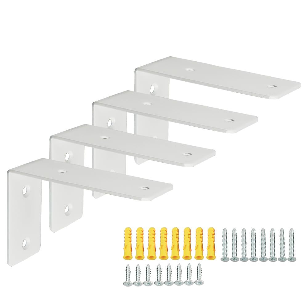 Floating Shelf Brackets,White Bracket for Shelves Heavy Duty L Wall Bracket C...