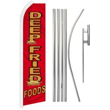 Deep Fried Food Advertising Swooper Feather Flutter Flag Pole Kit Concessions