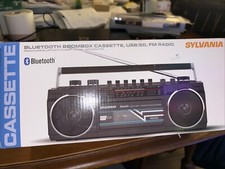 Sylvania Portable Bluetooth Boombox Cassette AM/FM Radio USB SD Player
