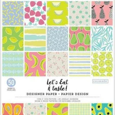 Colorbok Let's Eat 2 each 25 Unique Single-Sided Papers 12"X12" Designer 50/Pkg