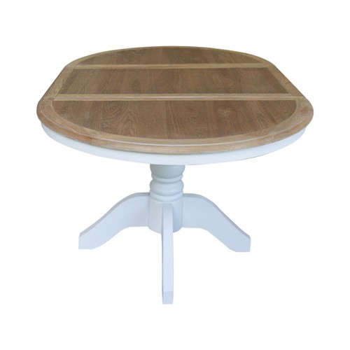French Provincial Classic White Extendable Round Dining Table Oak Top - Picture 6 of 10