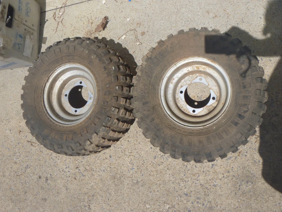 OEM FACTORY 01-06 Polaris Scrambler 90 Rear Wheels w/ Duro Tires 85% - Image 2 of 2