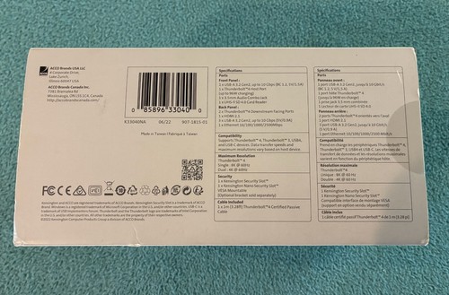 Kensington SD5750T Thunderbolt 4 Dual 4K Dock (K33040NA) — New in Sealed Box - Afbeelding 3 van 6