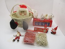 VTG Christmas Lot Santa Basket Candle Huggers Bead Strings Silverplate Angel Orn