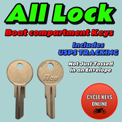 2 All Lock Boat Storage Compartment keys cut to code key codes PK750A-PK999A