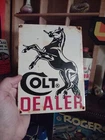 Vintage Colt Firearms Porcelain Sign - Guns Motorcycle Gas Service Pump Sign