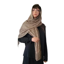 Cejon Gold Black Mesh Lace Rose Chapel Veil Mantilla Wrap Shawl Head Covering