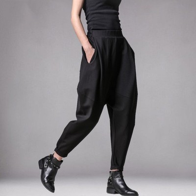 Fashion Baggy Women Drop Crotch Pants Casual Harem Pants Gothic Japanese Trouser