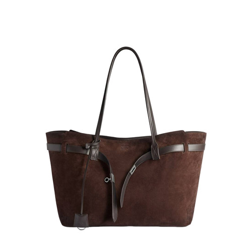 BALENCIAGA Bel Air Large $3650 Light Espresso Suede Tote Bag New & Authentic