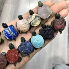 5pc Natural mix Quartz hand Carved Mini Sea turtle crystal Reiki healing