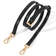 Hamdecro Leather Purse Strap, Straps Replacement 1.2 cm x 125 cm, Black
