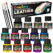 Acrylic Leather and Shoe Paint Kit, 13 Colors Set, 1 oz Bottles - Sneakers, Bags