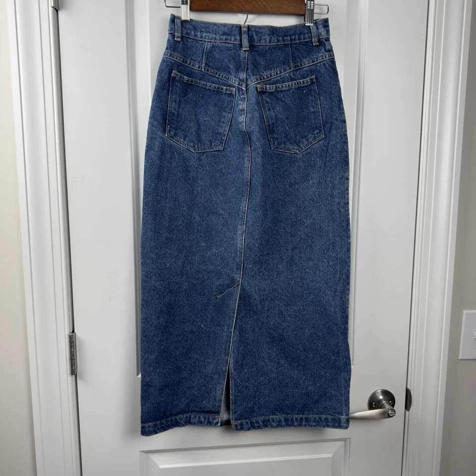Vintage GAP Work Force Denim Skirt Made in USA Cotton Pencil Maxi (Late 70s-80s) - Image 2 of 4
