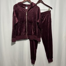 Felina Women s Velour 2 Piece Set Sz Lg Lounge Wear Burgundy NWT