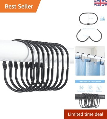 Vielseitige 12 Stück schwarze Duschvorhangringe - ideal für moderne & Retro-Stile