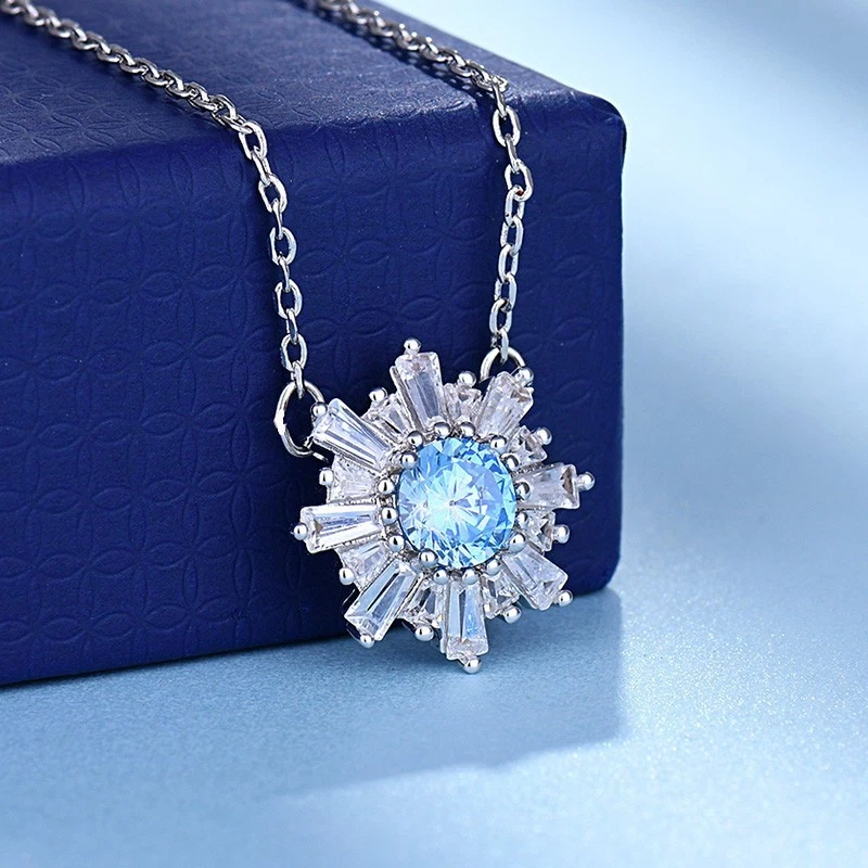 Collar Swarovski Girasol Mujer Luz Lujo Cristal Elemento Clavícula Collar Foto 3 de 4