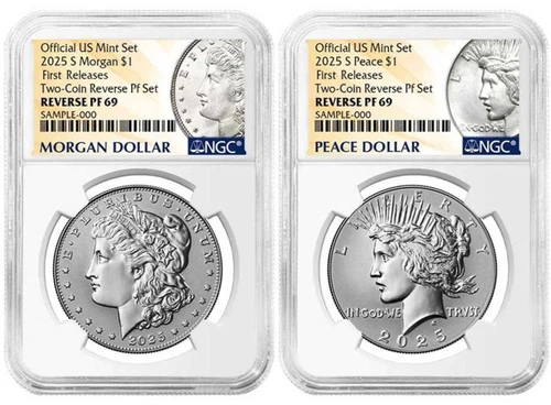2025 S Morgan & Peace Silver Dollar $1 Reverse Proof  NGC PF69 First Releases