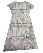 Madewell Dress Clara Midi Linen Blend Size XS Boho Cottagecore Pockets Spring