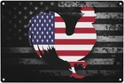 America Flag Chicken Rooster Vintage Metal Sign Wall Art, 12 x 8 Inch