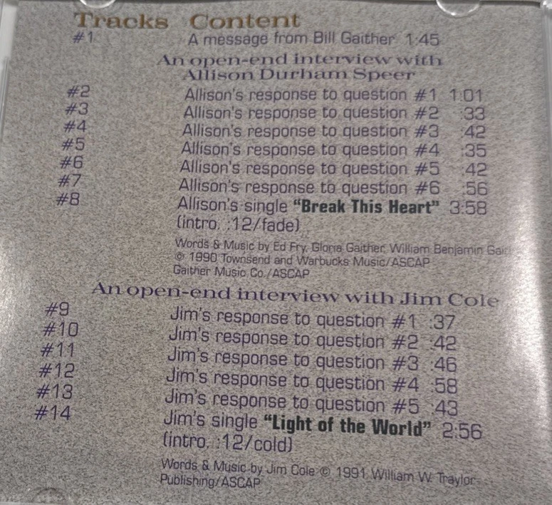 EXCL RADIO INTERVIEWS w/Allison Durham Speer/Jim Cole “Music With An Impact” CD! - Image 4 of 4
