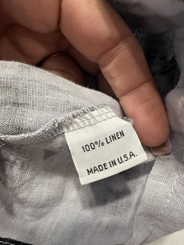Top Bryn Walker 100% lino S grigio nero tinta unita hi orlo basso made in USA - Foto 7 di 10