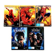 Spiderman 1-3 Trilogy + Venom 1 & 2 DVD 5 x Gift Bundle, Marvel Superhero, Reg 4