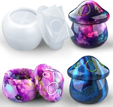 Jar Resin Molds Silicone, Mushroom Jars Silicone Molds with Lid for Epoxy Resin