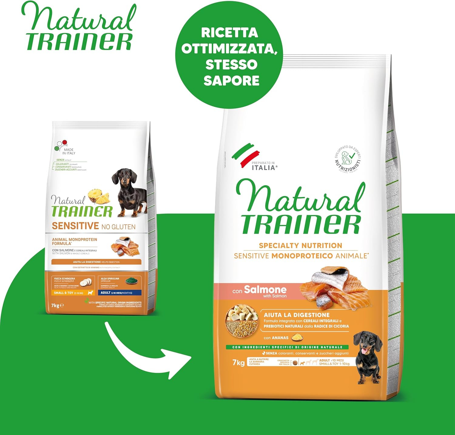 Natural Trainer Sensitive No Gluten Salmone 7Kg per Cani Adulti - 2