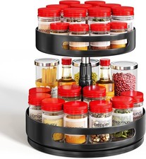 Lazy Susan Organizer Spice Rack 2 Tier Height Adjustable Spice Organization