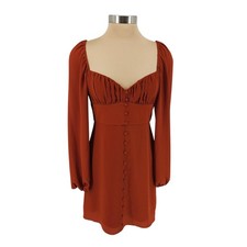 Gianni Bini Fit Flare Dress Western Orange Long Sleeve Sweetheart River Button 6