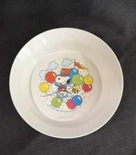 Vtg Snoopy & Woodstock NHP Artisan Ware Bowls 1958, 1965 Balloons Parade Circus
